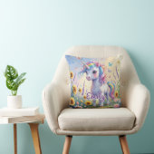 Unicorne dans Flower Garden Editable Carré Coussin (Chaise)