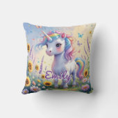 Unicorne dans Flower Garden Editable Carré Coussin (Verso)