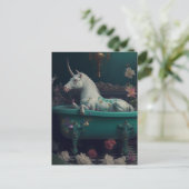 Unicorne dans la carte postale baignoire (Debout devant)