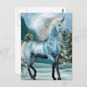 Unicorne dans la carte postale Moonlight (Devant / Derrière)