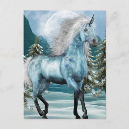 Unicorne dans la carte postale Moonlight (Devant)