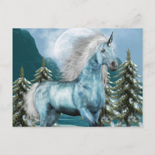 Unicorne dans la carte postale Moonlight