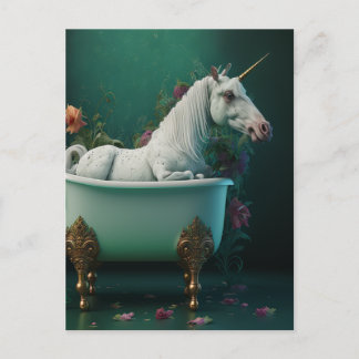 Unicorne dans la carte postale Tub