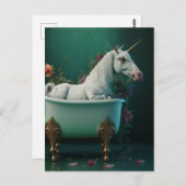 Unicorne dans la carte postale Tub (Devant / Derrière)