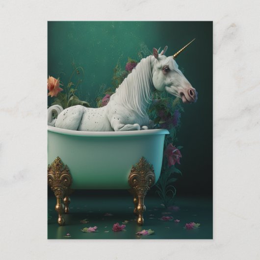 Unicorne dans la carte postale Tub (Devant)