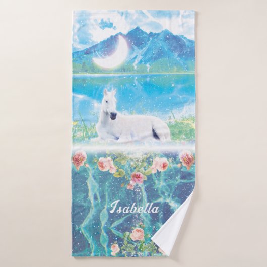 Unicorne dans un monde paradisiaque (Serviette de bain)