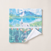 Unicorne dans un monde paradisiaque (Gant de toilette)