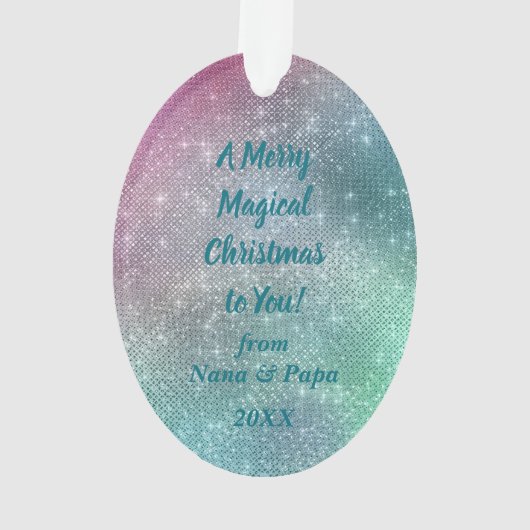 Unicorne d'argent sur l'étincelle de vacances Pers (dos)