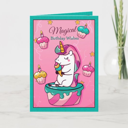 Unicorne de souhait magique | Carte Anniversaire P (Devant)