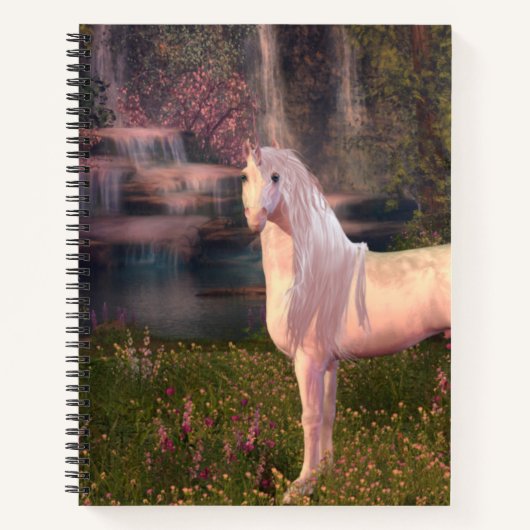 Unicorne devant une cascade Carnet spiral (Devant)