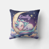 Unicorne dormant sur la lune Coussin de nom modifi (Verso)