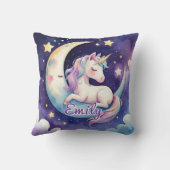 Unicorne dormant sur la lune Coussin de nom modifi (Verso)