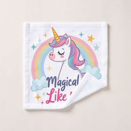 Unicorne douce avec arc-en-ciel (Gant de toilette)