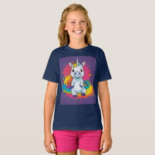 Unicorne enchantée en T-shirt prairie fleurie