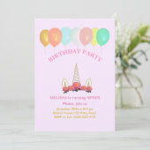 Unicorne et ballons Invitation d'anniversaire (Debout devant)