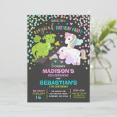 Unicorne Et Dragon Anniversaire Invitation Frères (Debout devant)