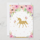 Unicorne et Fairy Birthday Merci carte de note (Dos)