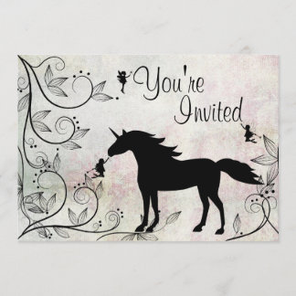 Unicorne et fées Invitation magique d'anniversaire