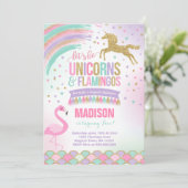 Unicorne et Flamant rose Anniversaire Invitation M (Debout devant)
