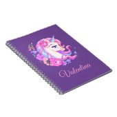 Unicorne et fleurs Carnet Spiral personnalisé (Côté Droit)