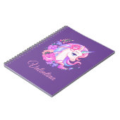 Unicorne et fleurs Carnet Spiral personnalisé (Côté gauche)
