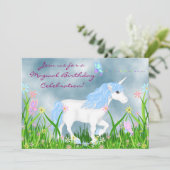 Unicorne et papillons Invitation d'anniversaire (Debout devant)