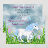 Unicorne et papillons Invitation d'anniversaire (Devant / Derrière)