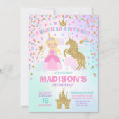 Unicorne Et Princesse Invitation Magique Anniversa (Devant)