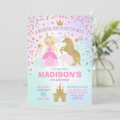 Unicorne Et Princesse Invitation Magique Anniversa (Debout devant)