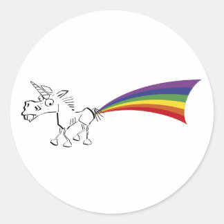 Unicorne farçant un autocollant arc-en-ciel