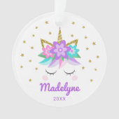 Unicorne Fleurs violettes Étoiles Nom personnalisé (devant)
