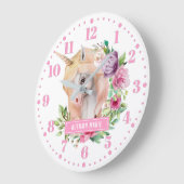 Unicorne Floral Kids Horloge murale (Angle)