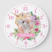 Unicorne Floral Kids Horloge murale (Recto)
