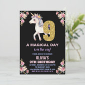 Unicorne florale Invitations d'anniversaire (Debout devant)