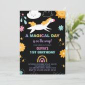 Unicorne florale Invitations d'anniversaire (Debout devant)