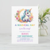 Unicorne florale Invitations d'anniversaire (Debout devant)