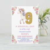 Unicorne florale Invitations d'anniversaire (Debout devant)