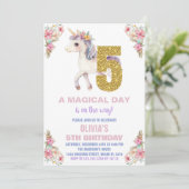 Unicorne florale Invitations d'anniversaire (Debout devant)