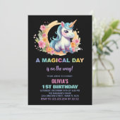 Unicorne florale Invitations d'anniversaire (Debout devant)