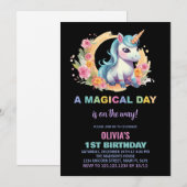 Unicorne florale Invitations d'anniversaire (Devant / Derrière)