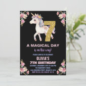 Unicorne florale Invitations d'anniversaire (Debout devant)
