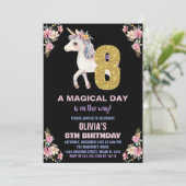 Unicorne florale Invitations d'anniversaire (Debout devant)