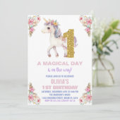 Unicorne florale Invitations d'anniversaire (Debout devant)