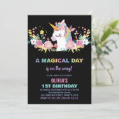 Unicorne florale Invitations d'anniversaire (Debout devant)