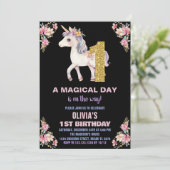 Unicorne florale Invitations d'anniversaire (Debout devant)
