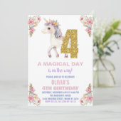 Unicorne florale Invitations d'anniversaire (Debout devant)