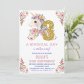 Unicorne florale Invitations d'anniversaire Partie (Debout devant)