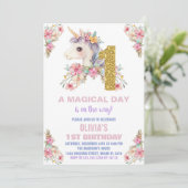 Unicorne florale Invitations d'anniversaire Partie (Debout devant)