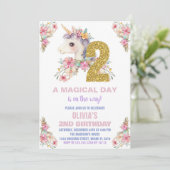 Unicorne florale Invitations d'anniversaire Partie (Debout devant)