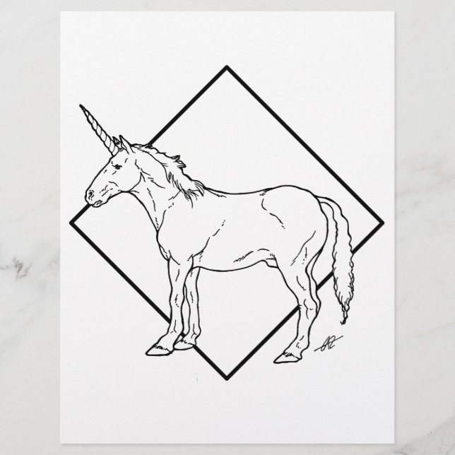 Unicorne foncée - Page de coloration. (Devant)